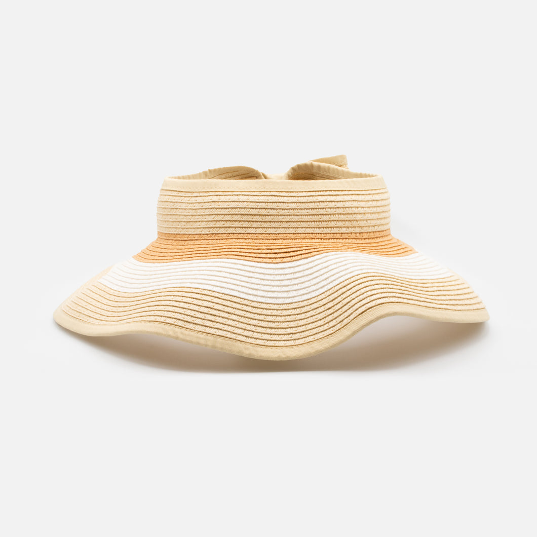 3-tone foldable straw hat with buckle and open top