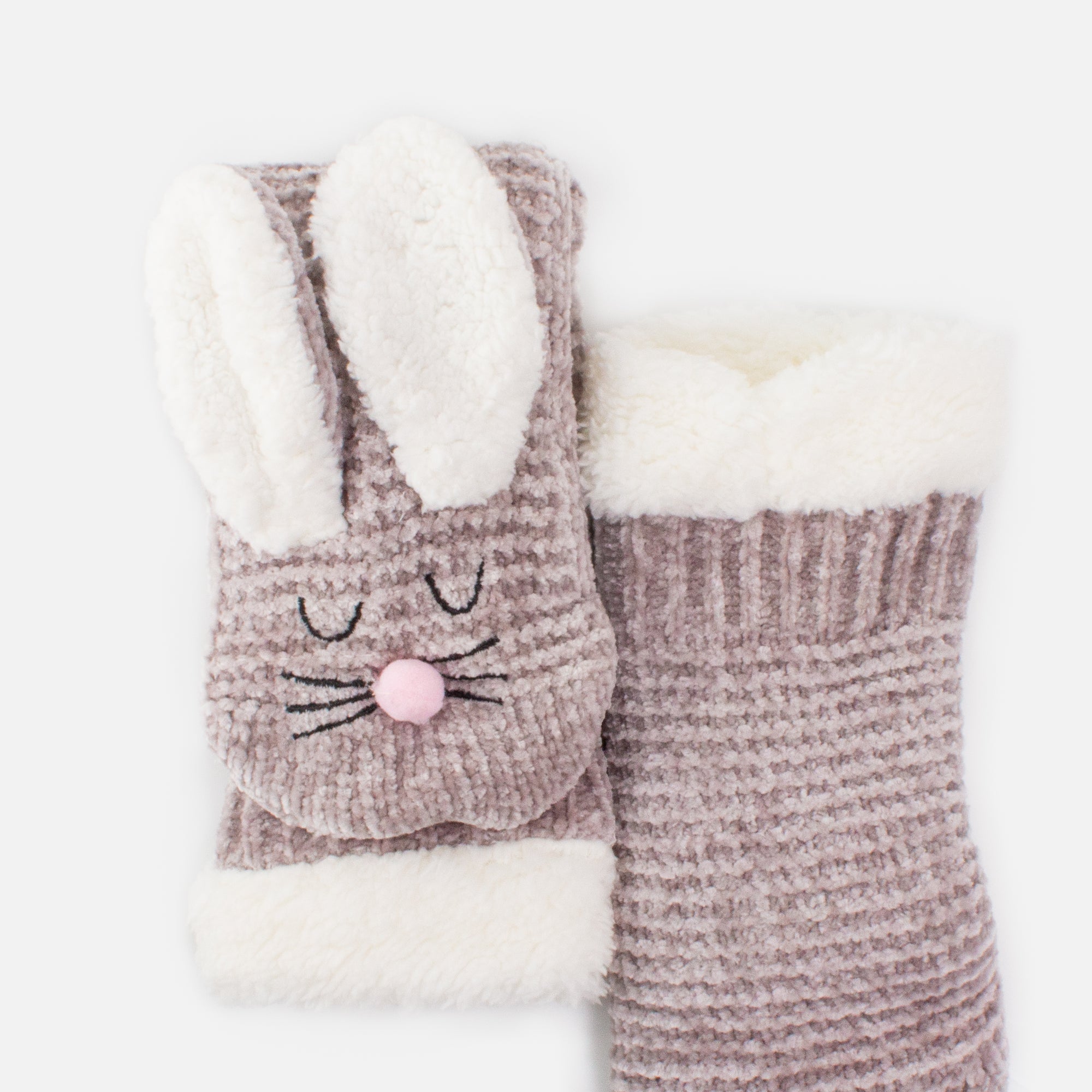 Gray rabbit slipper bottoms