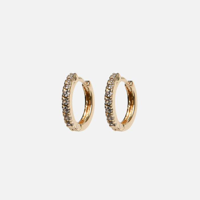 Duo de boucles d'oreilles dorées fixes et anneaux