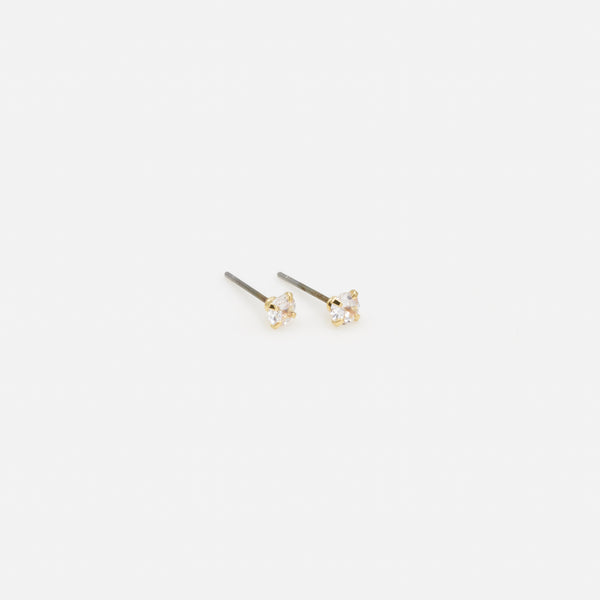 Load image into Gallery viewer, Set of three gold fixed earrings with cubic zirconia
