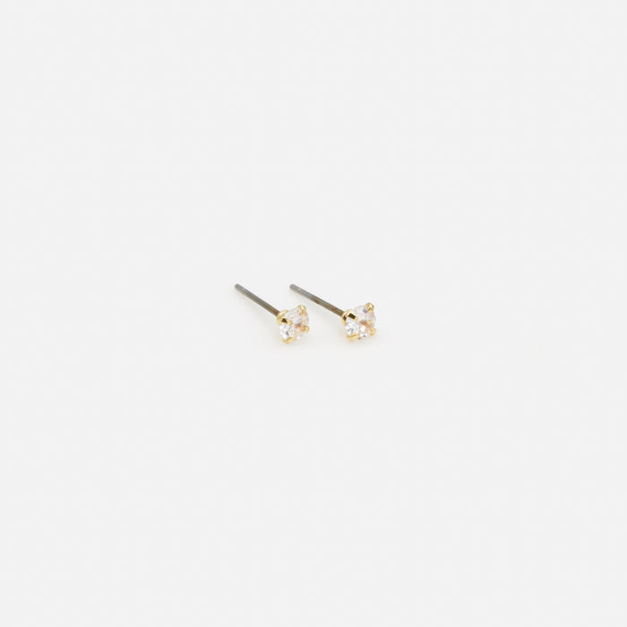 Trio of gold-plated fixed earrings with cubic zirconia