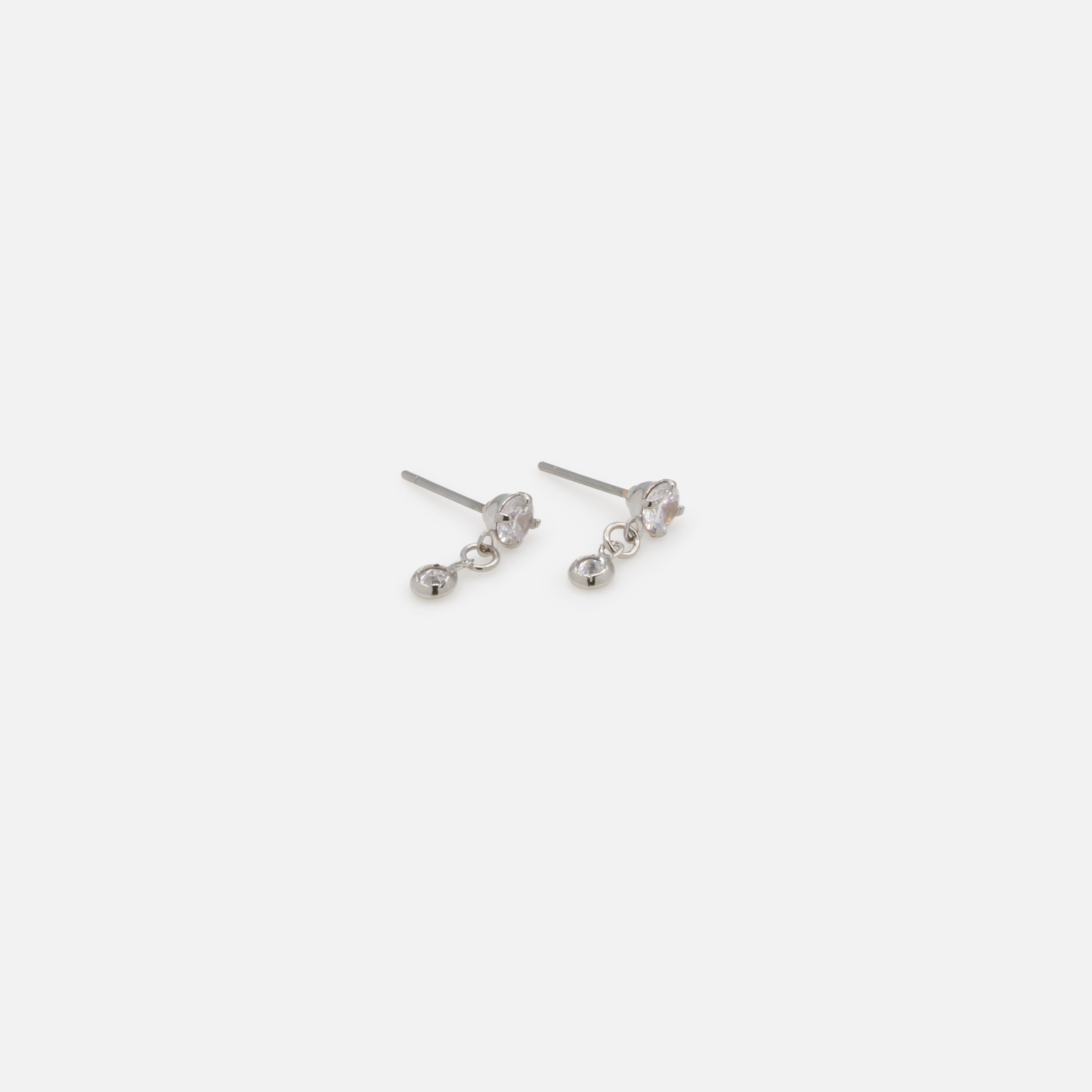 Trio de boucles d'oreilles argentées avec zircons cubiques
