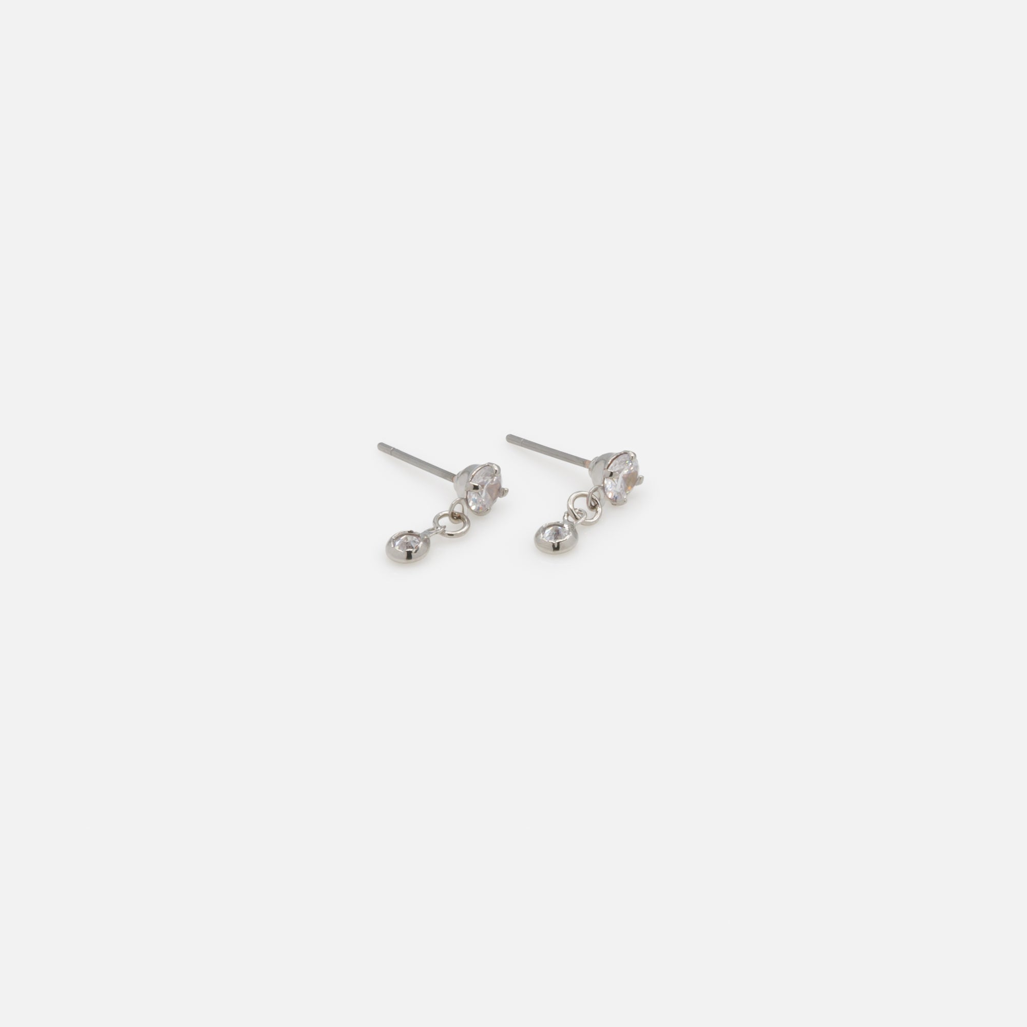 Trio of silver earrings with cubic zirconia