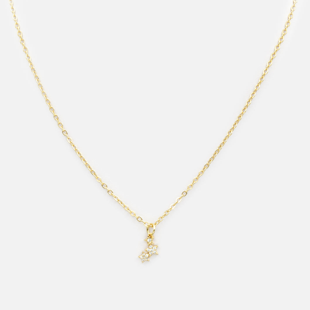 Collier doré étoiles en trio avec zircons cubiques