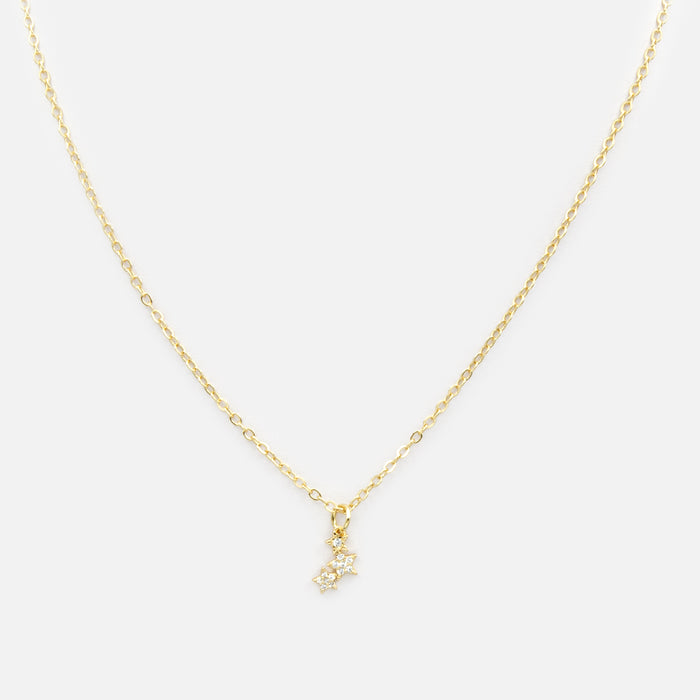 Collier doré étoiles en trio avec zircons cubiques