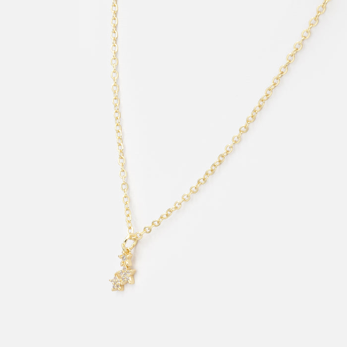 Collier doré étoiles en trio avec zircons cubiques