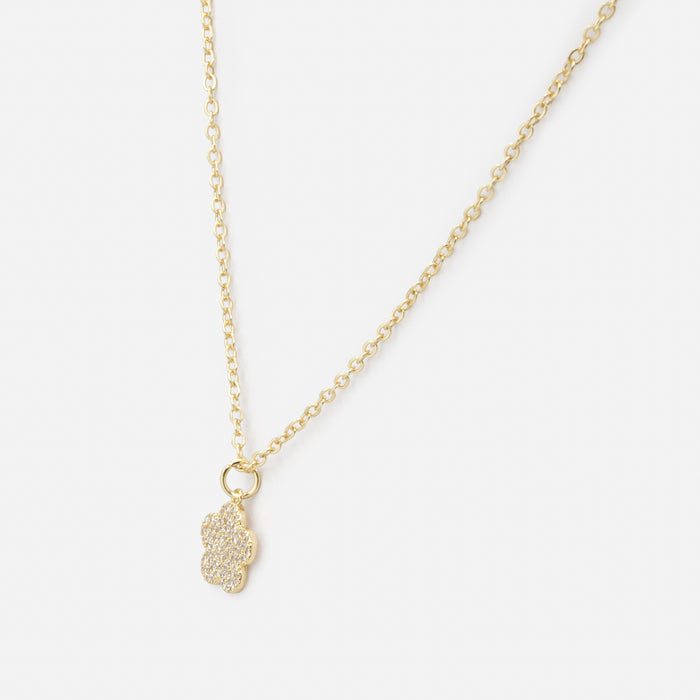 Collier fleur dorée et zircons cubiques