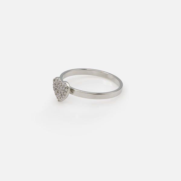 Load image into Gallery viewer, Silver ring with heart adorned with cubic zirconia
