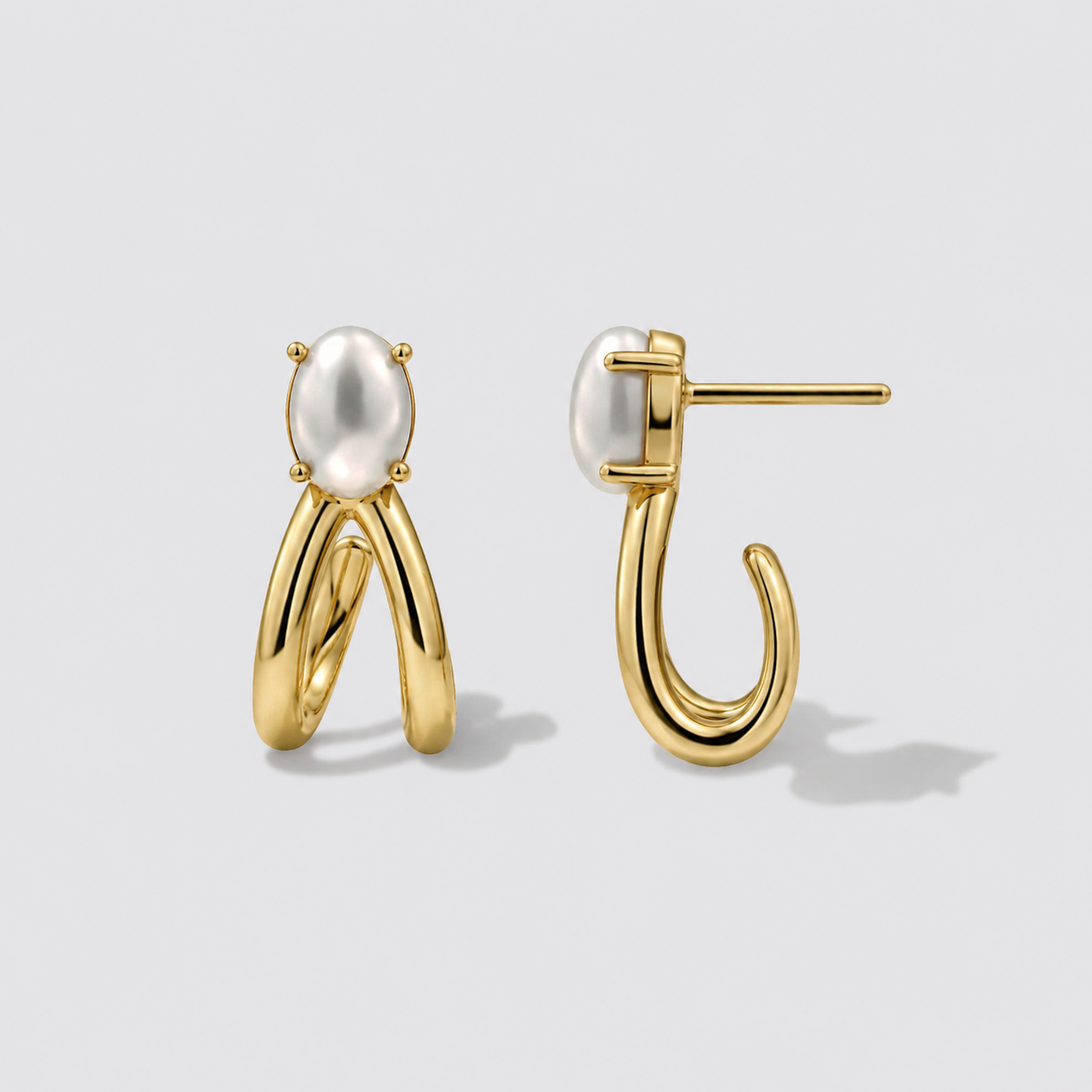 Boucles d'oreilles dorées en acier inoxydable avec perle