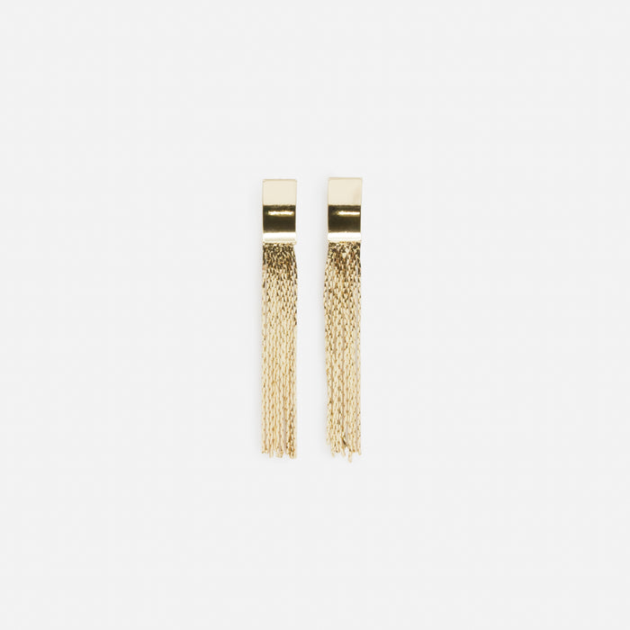 Boucles d'oreilles longues filaments dorés