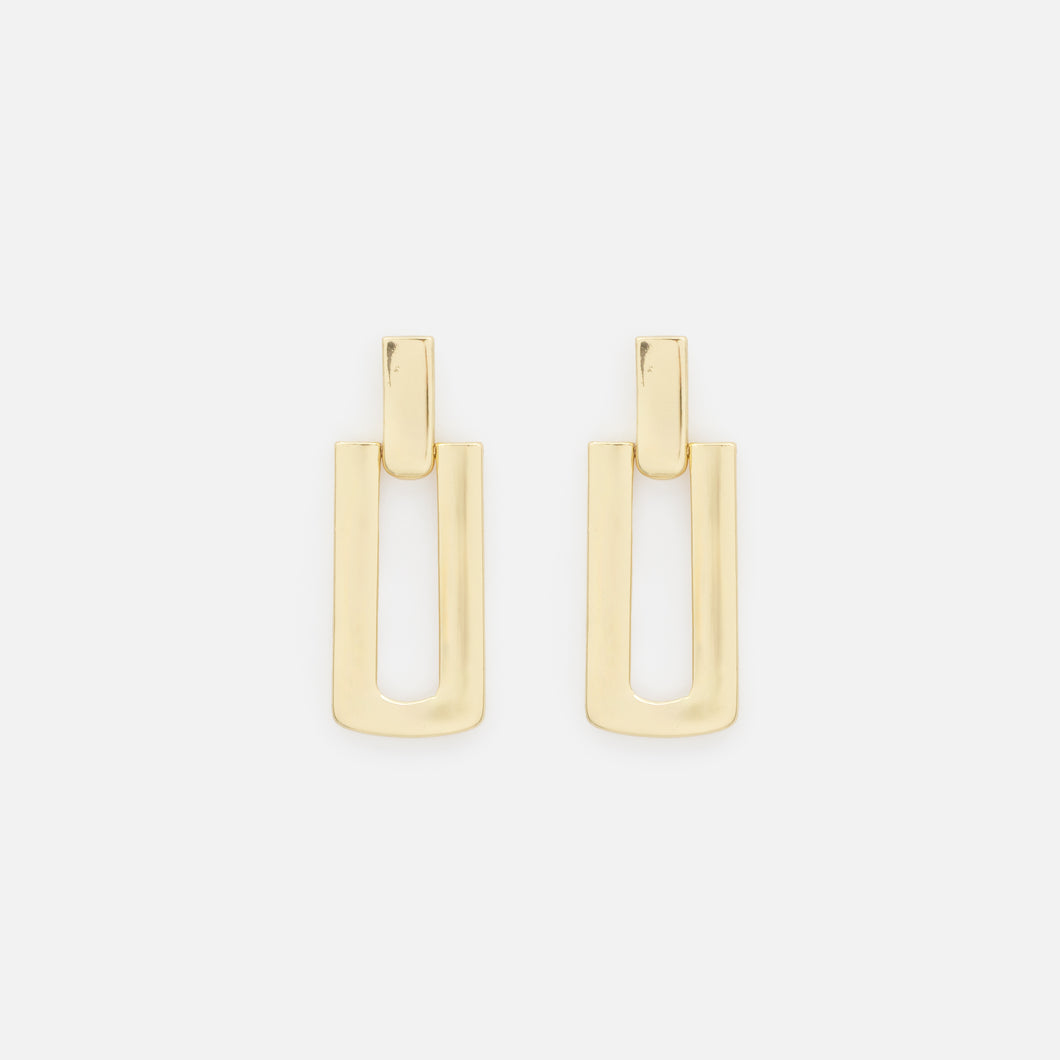 Boucles d'oreilles dorées rectangulaires