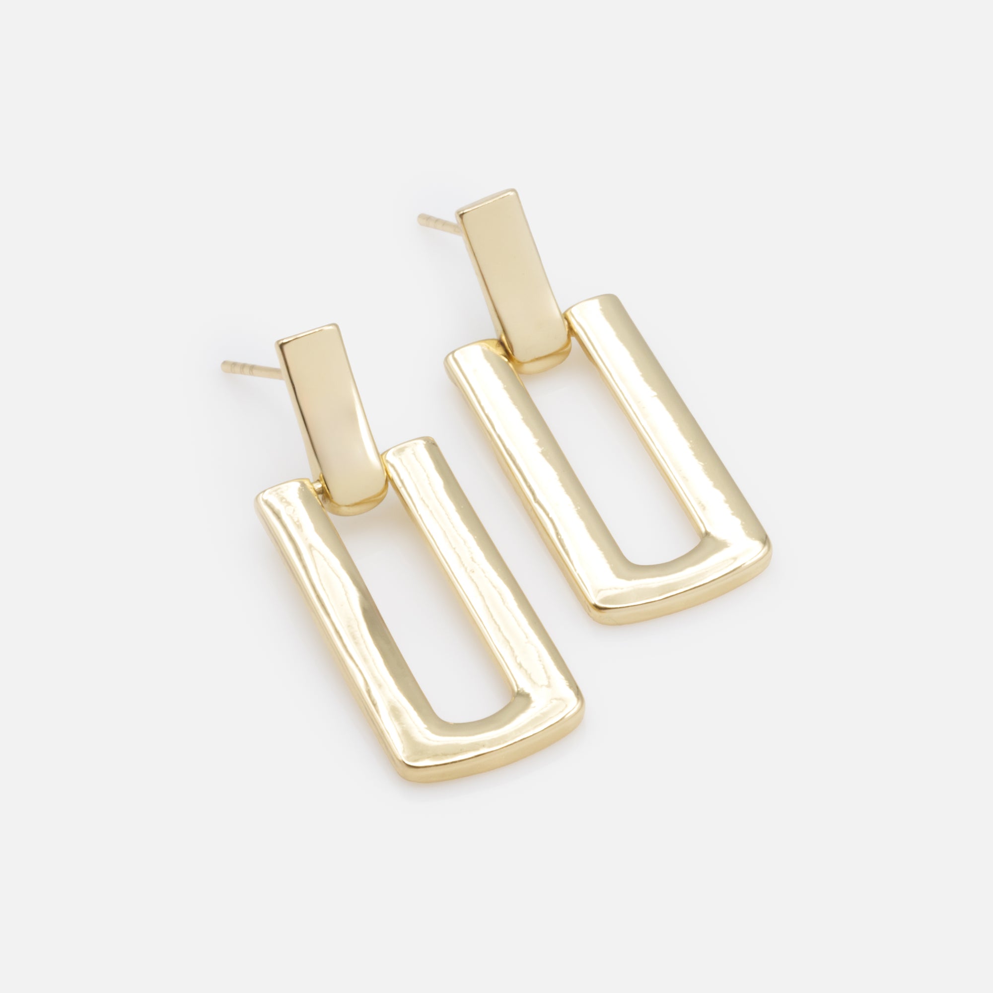 Boucles d'oreilles dorées rectangulaires
