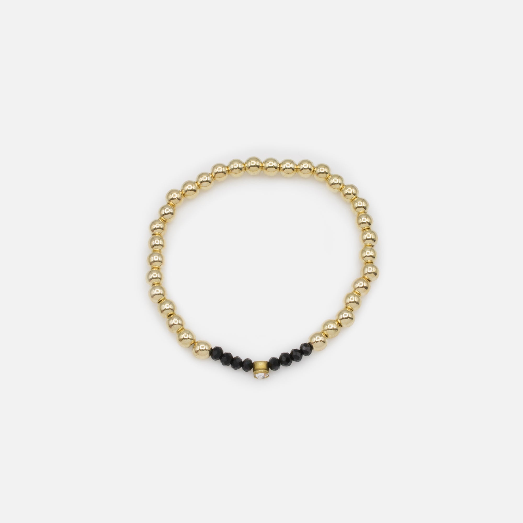 Trio de bracelets élastiques avec billes noires et dorées