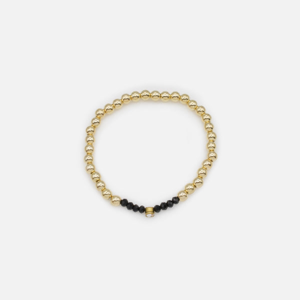 Charger l&#39;image dans la galerie, Trio de bracelets élastiques avec billes noires et dorées
