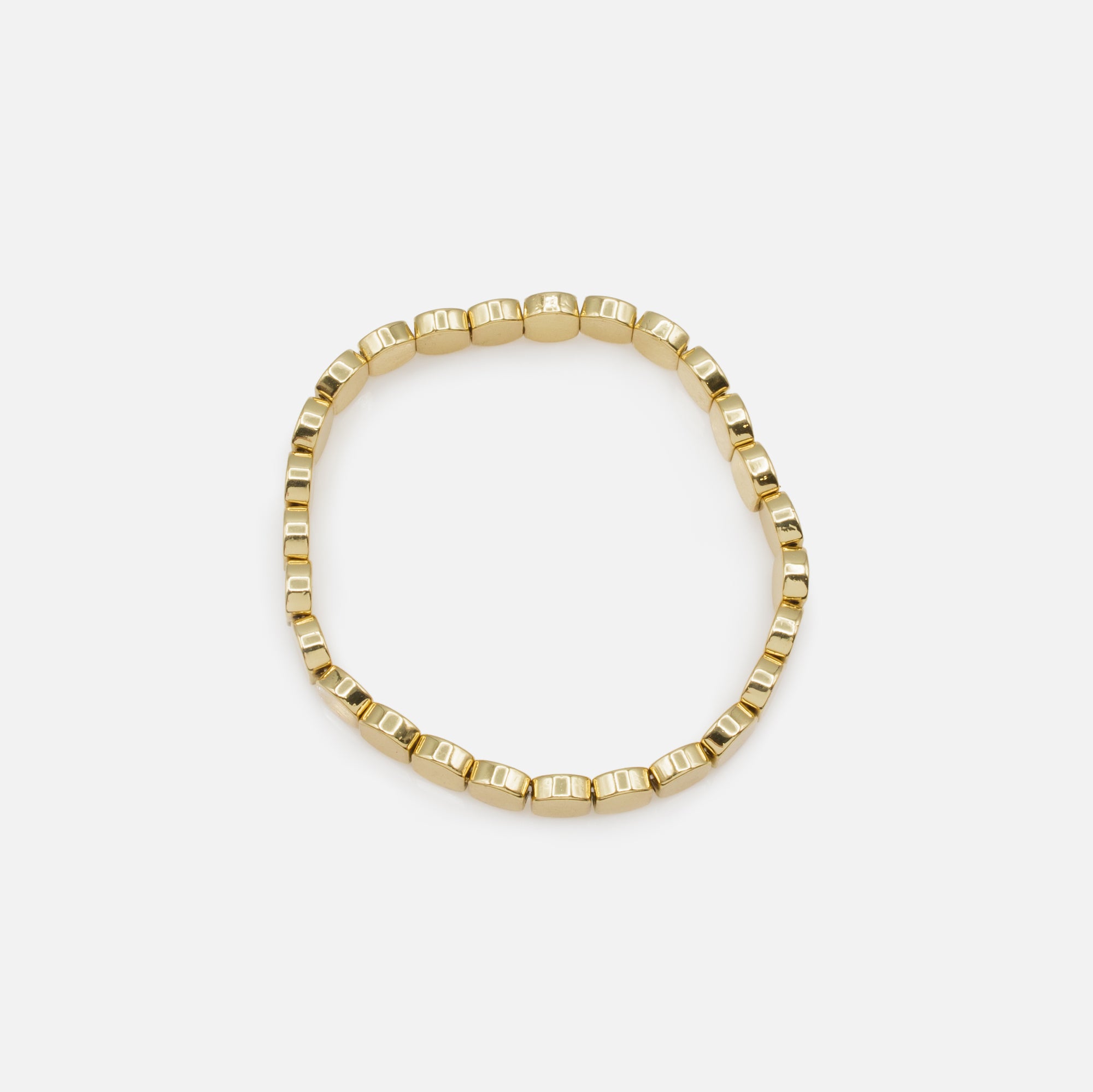 Bracelet élastique doré à billes plates