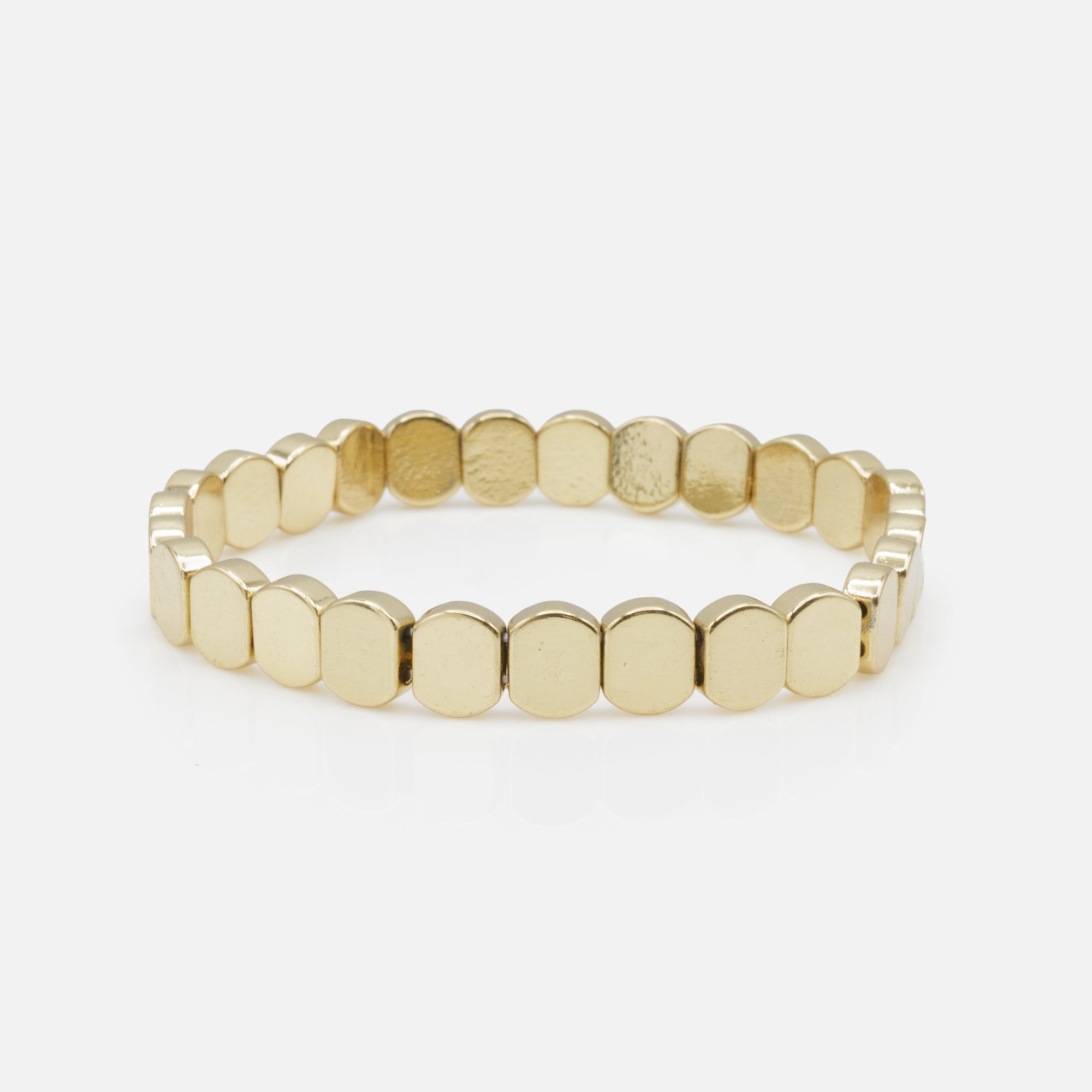 Bracelet élastique doré à billes plates