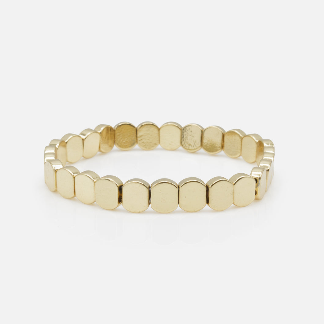 Bracelet élastique doré à billes plates