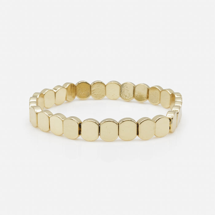 Gold elastic bracelet with flat beads