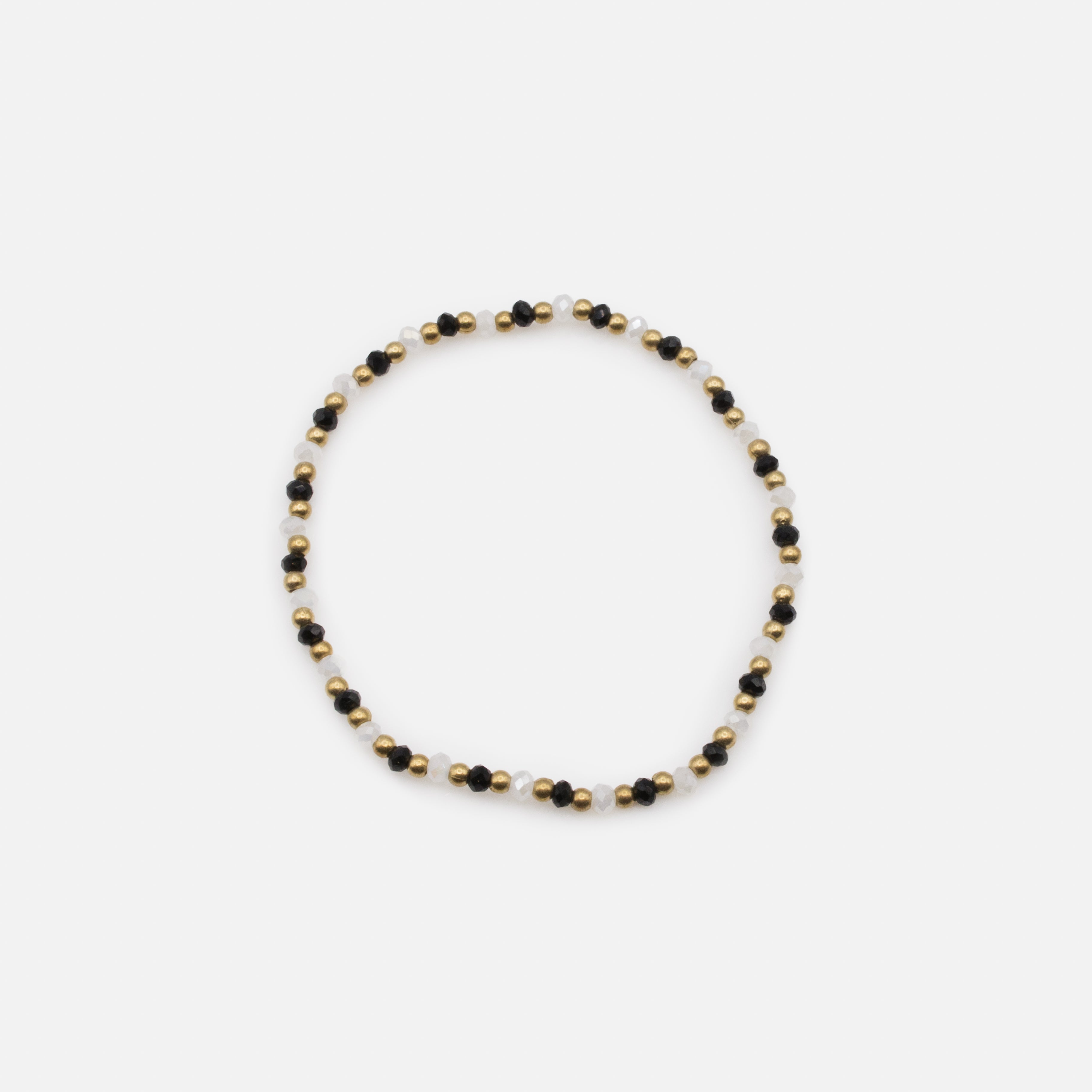Bracelet élastique à petites billes trois couleurs