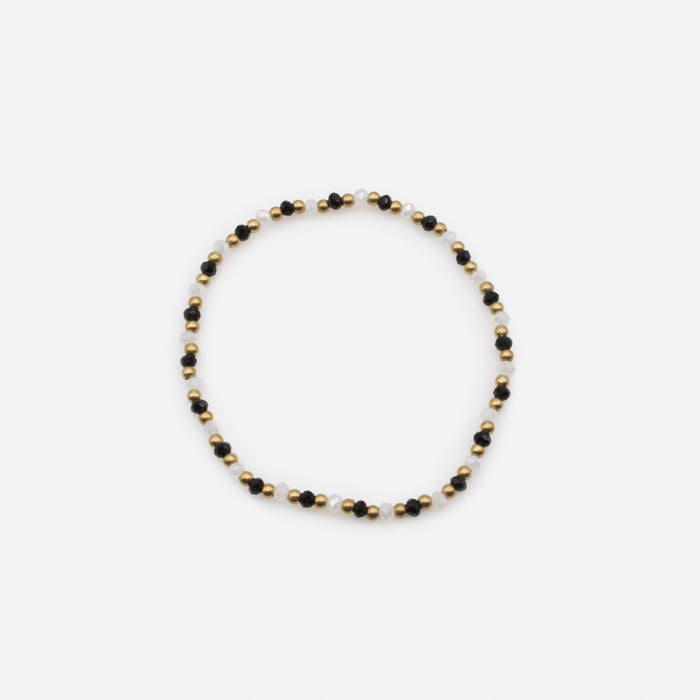 Bracelet élastique à petites billes trois couleurs