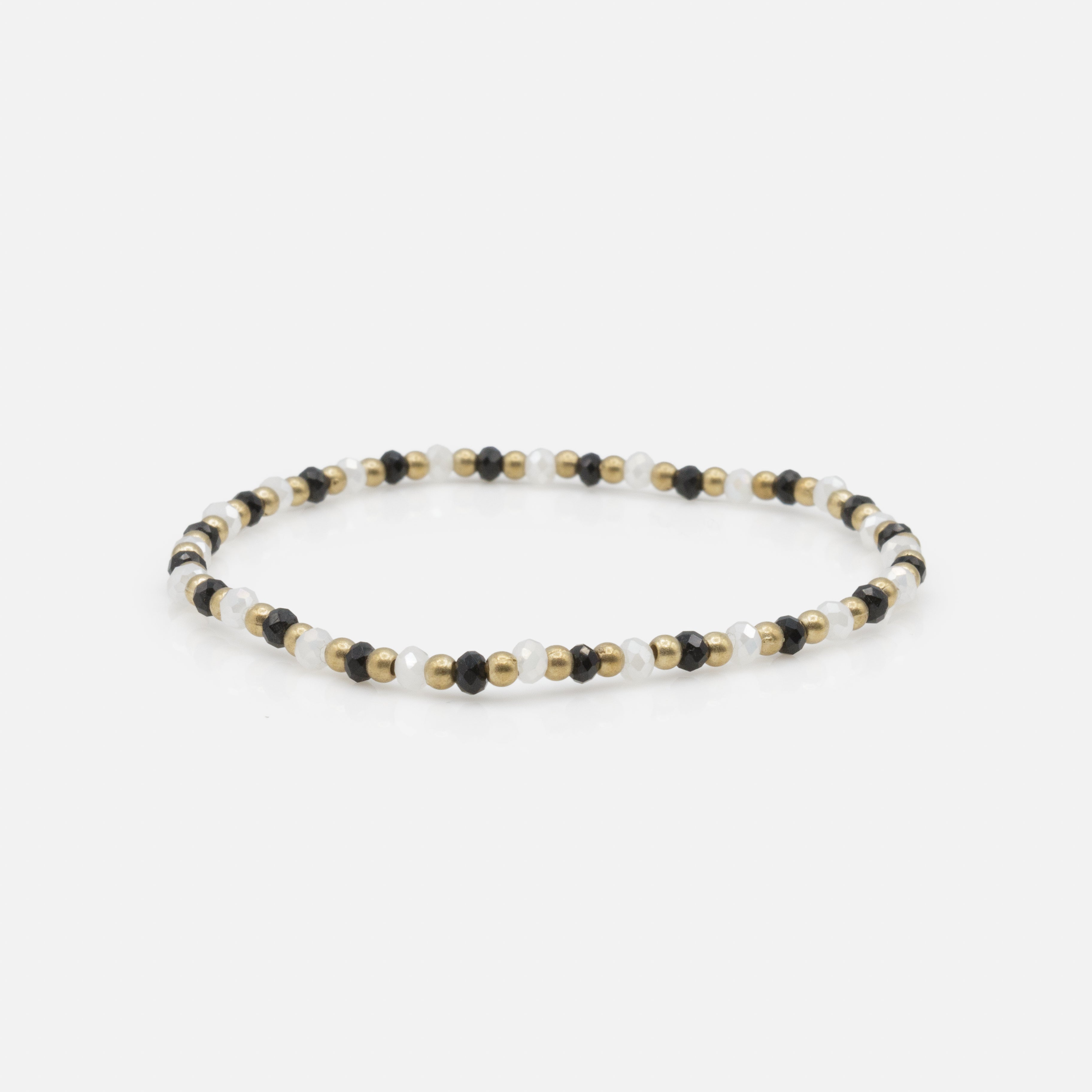 Bracelet élastique à petites billes trois couleurs