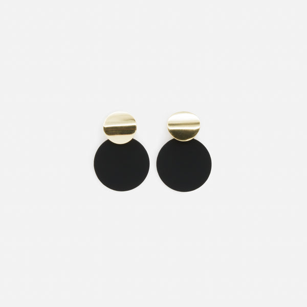 Charger l&#39;image dans la galerie, Boucles d&#39;oreilles cercles noirs et dorés

