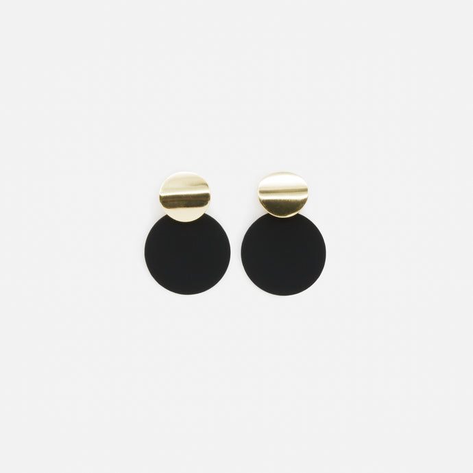 Black and gold circle earrings