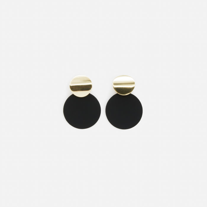 Boucles d'oreilles cercles noirs et dorés