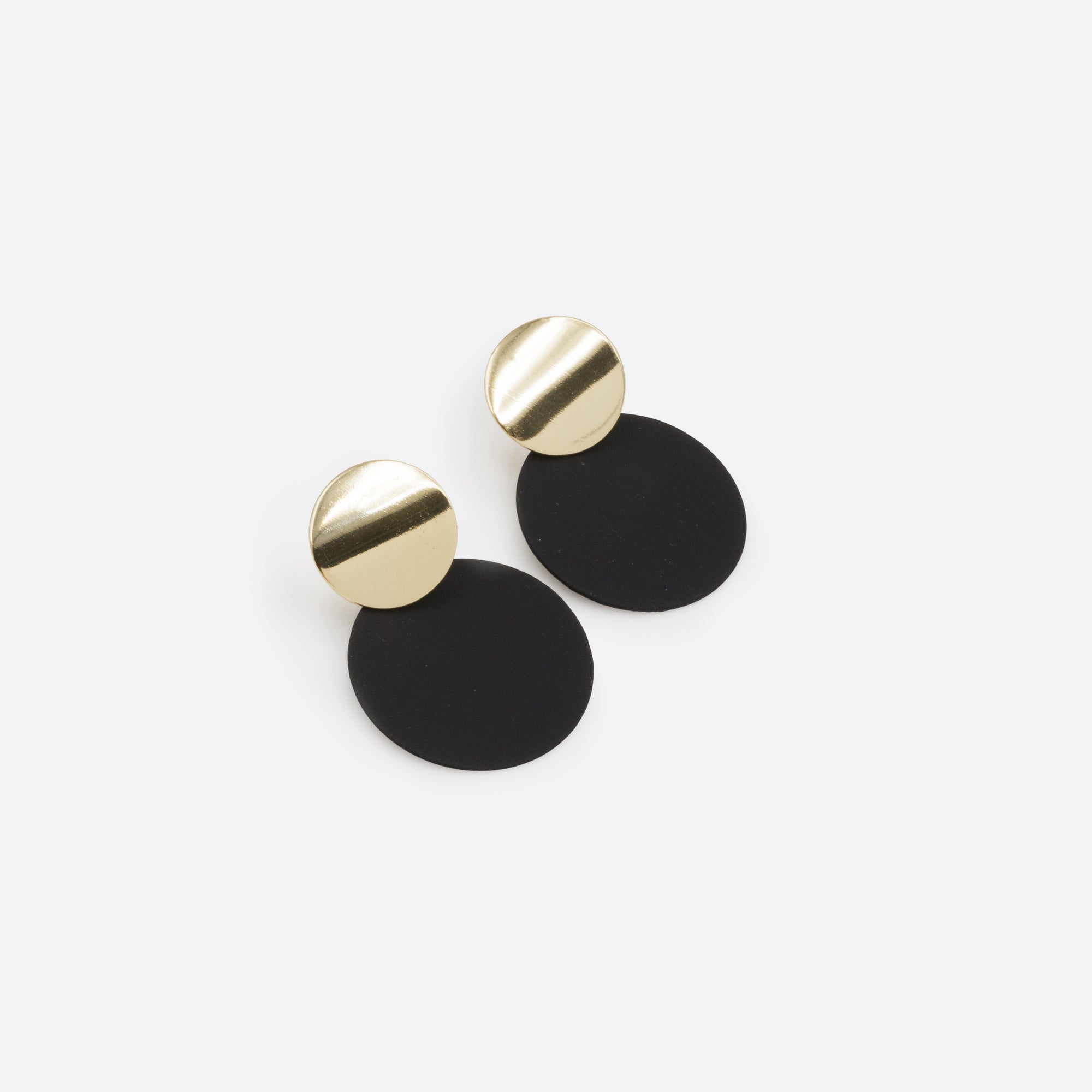 Boucles d'oreilles cercles noirs et dorés