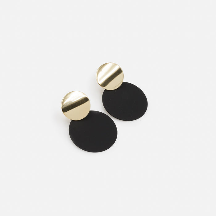Boucles d'oreilles cercles noirs et dorés