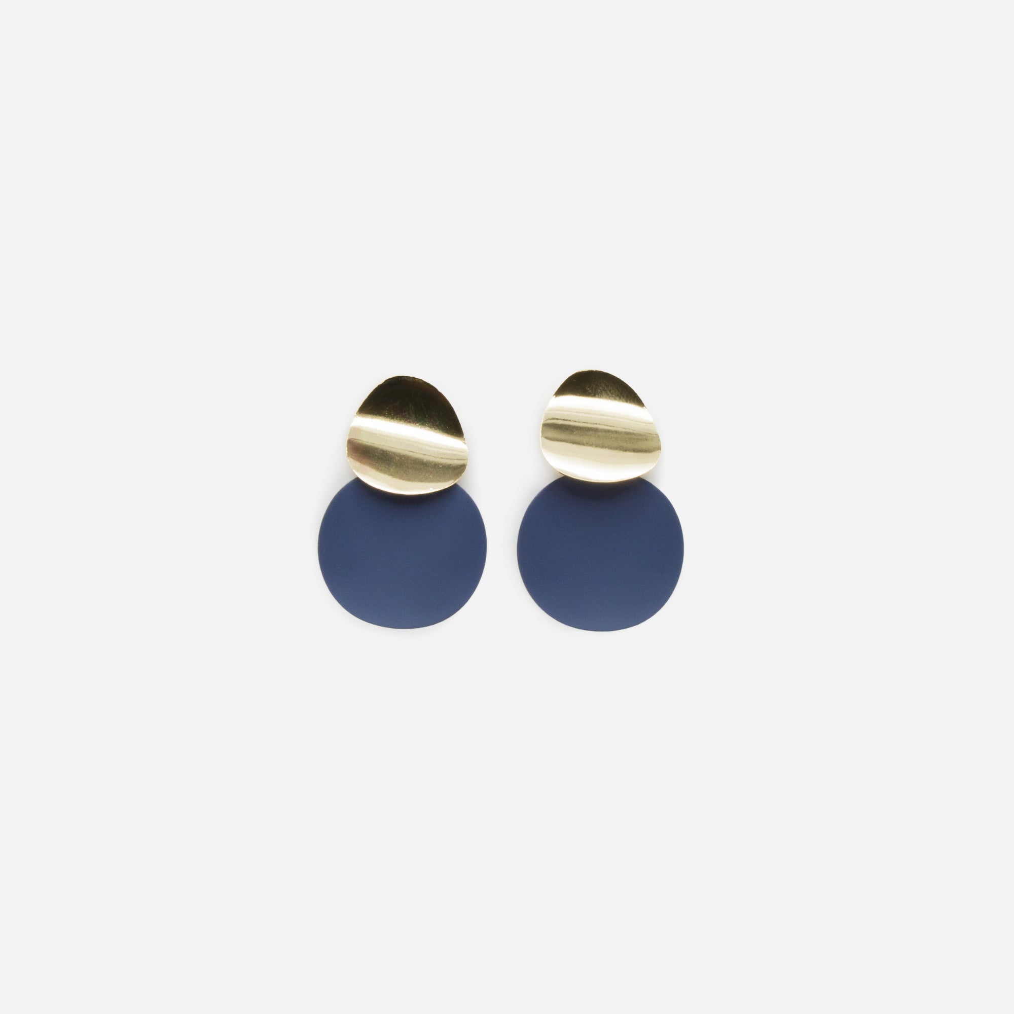 Navy and gold circle earrings