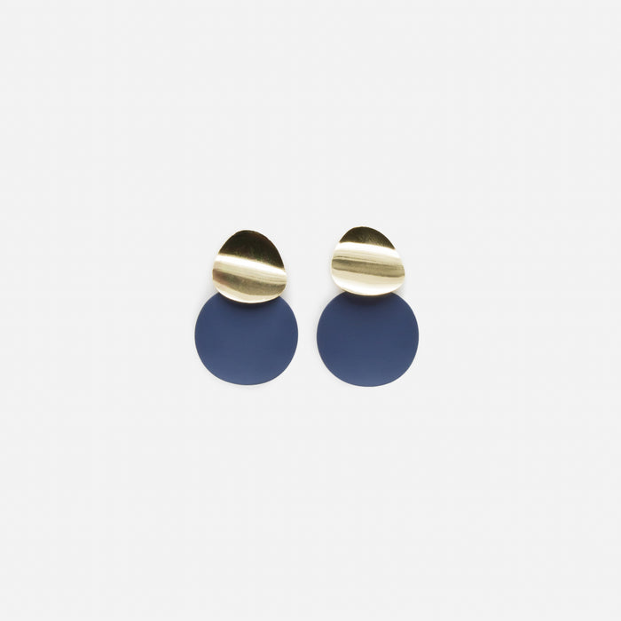 Boucles d'oreilles cercles marine et dorés