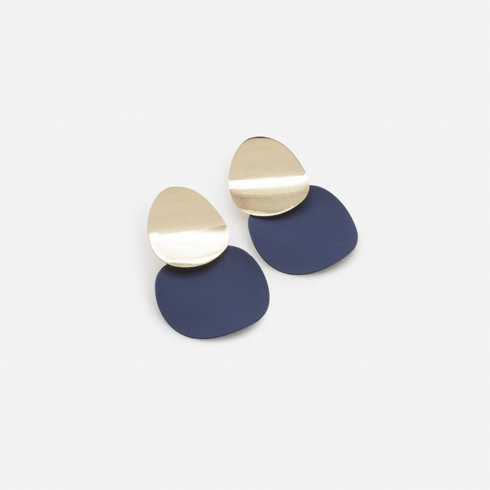 Boucles d'oreilles cercles marine et dorés