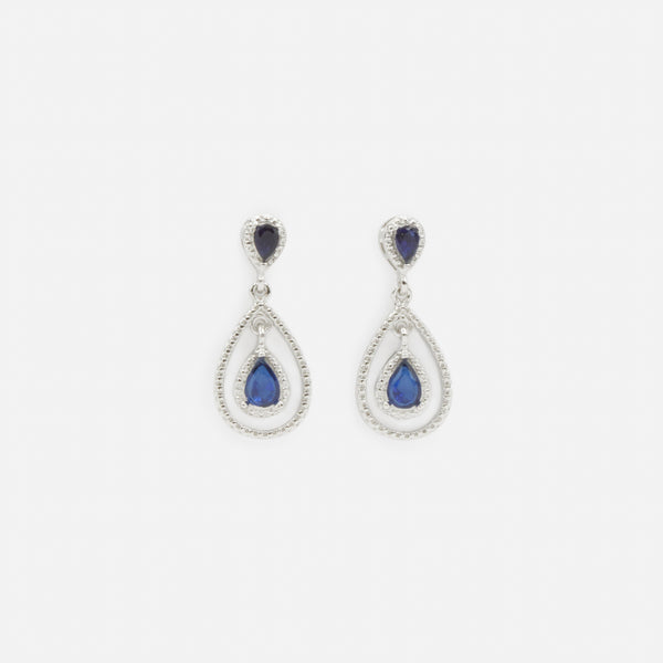 Charger l&#39;image dans la galerie, Boucles d&#39;oreilles argentées avec pierres bleues
