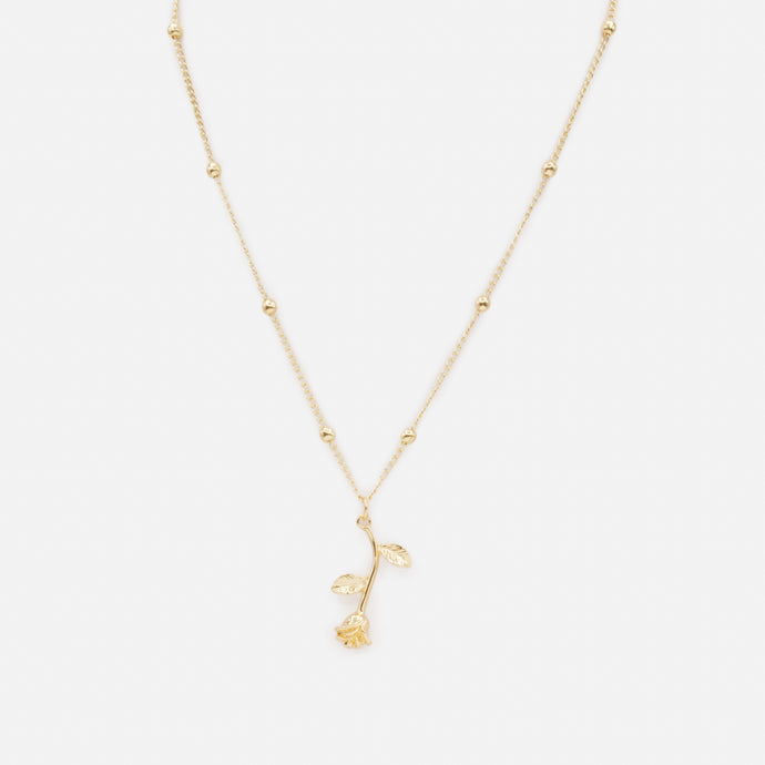 Collier doré rose séchée