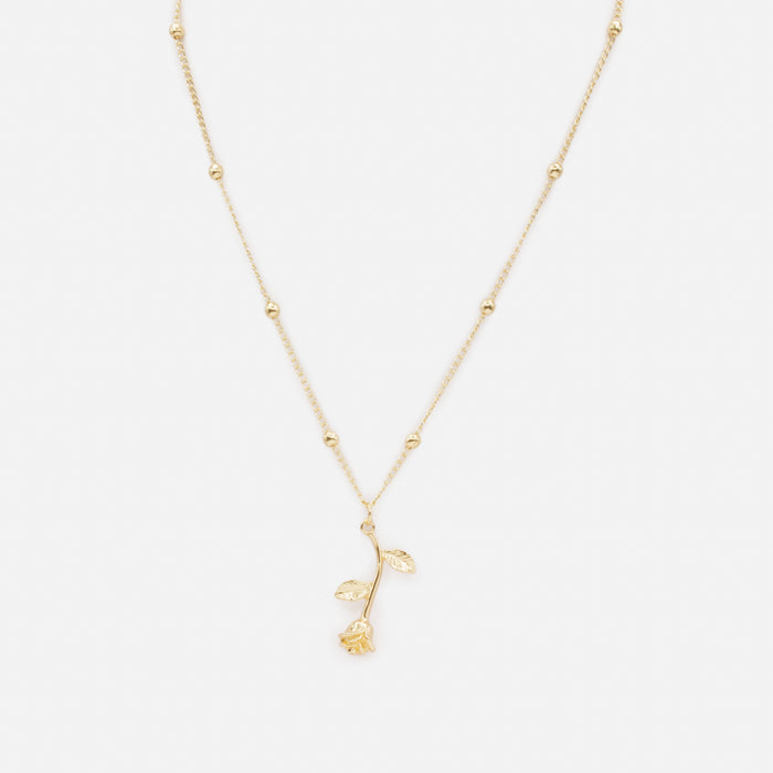 Collier doré rose séchée