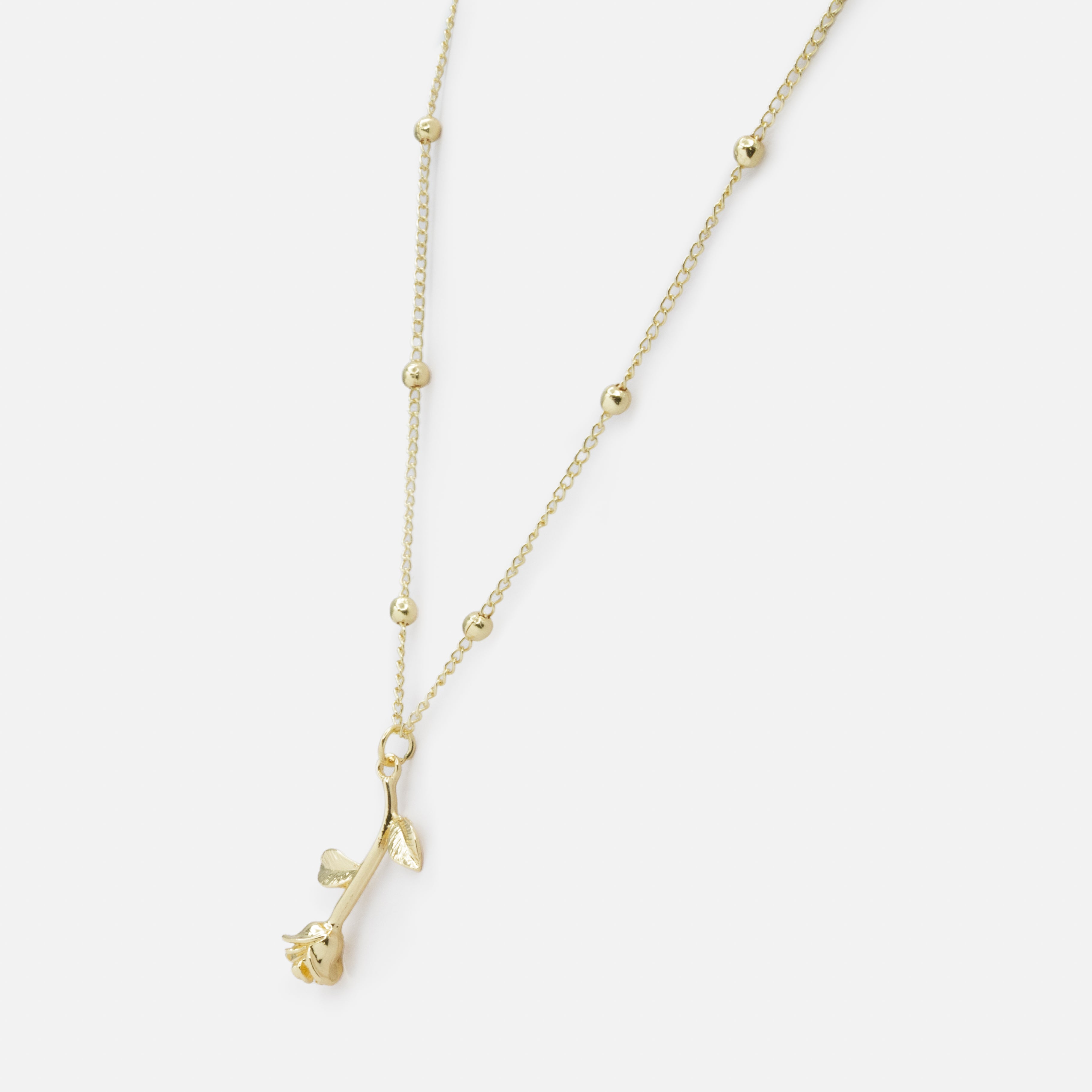 Collier doré rose séchée