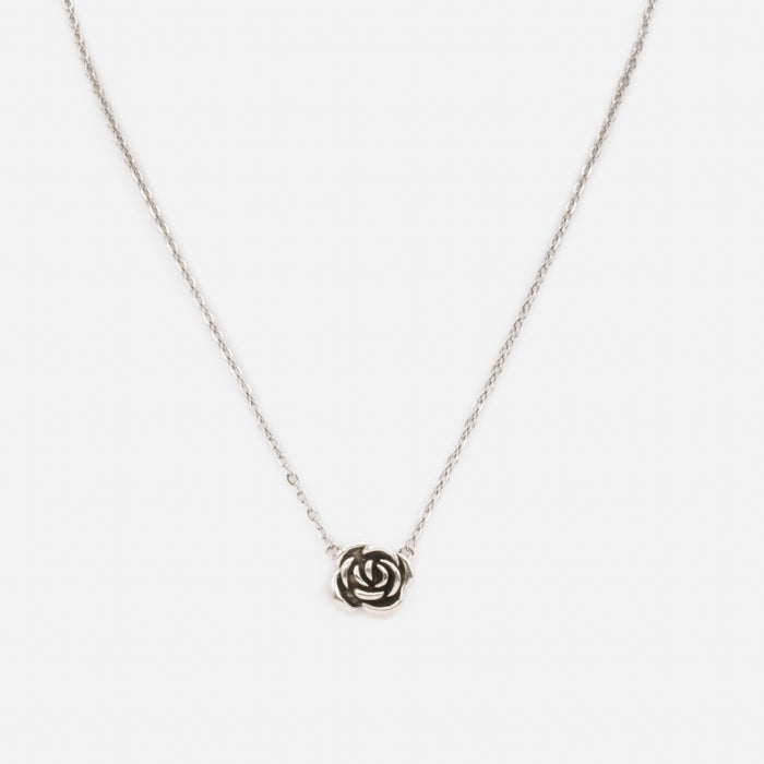 Collier argenté rose noire