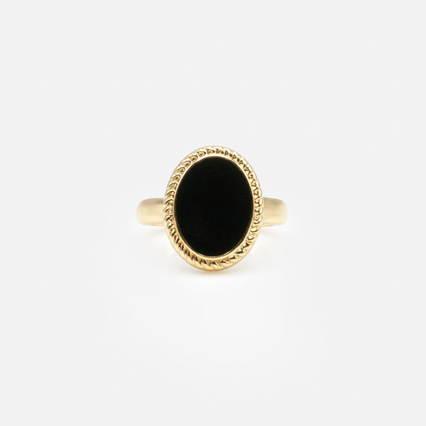 Charger l&#39;image dans la galerie, Bague dorée avec ovale noir

