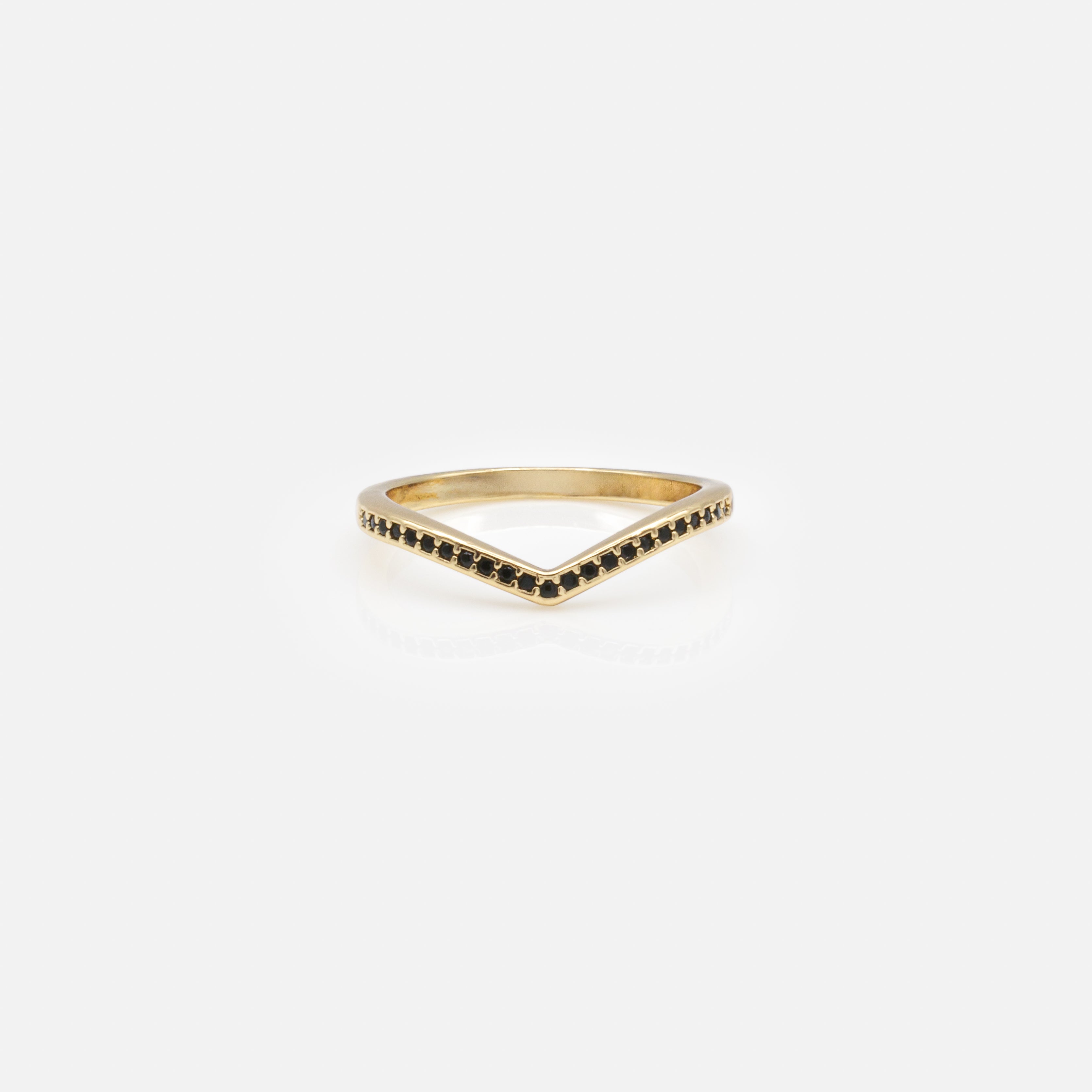 Bague dorée et noire en "V"