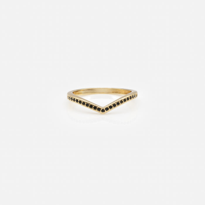 Bague dorée et noire en "V"