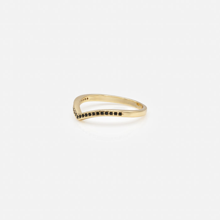 Bague dorée et noire en "V"