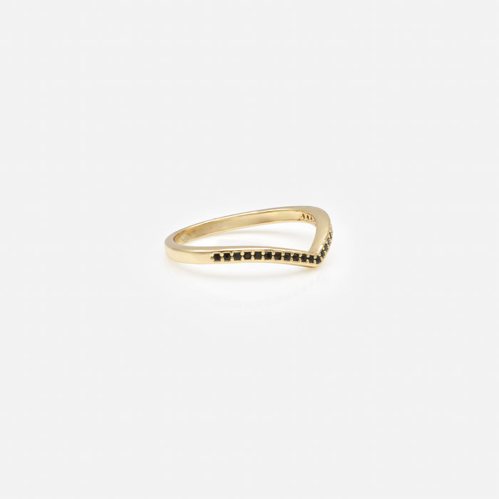 Bague dorée et noire en "V"