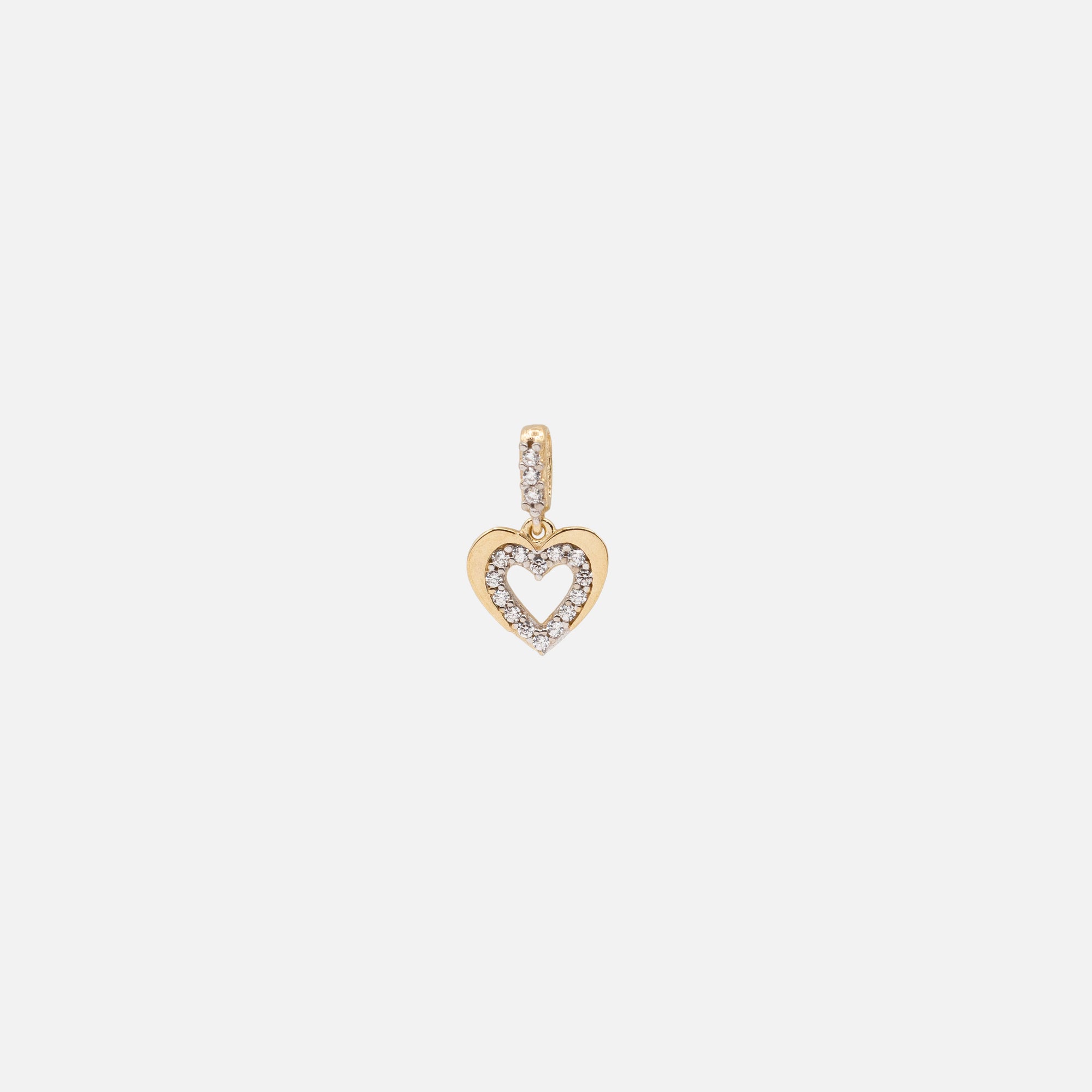 Breloque double coeur avec zircons cubiques en or 10 carats