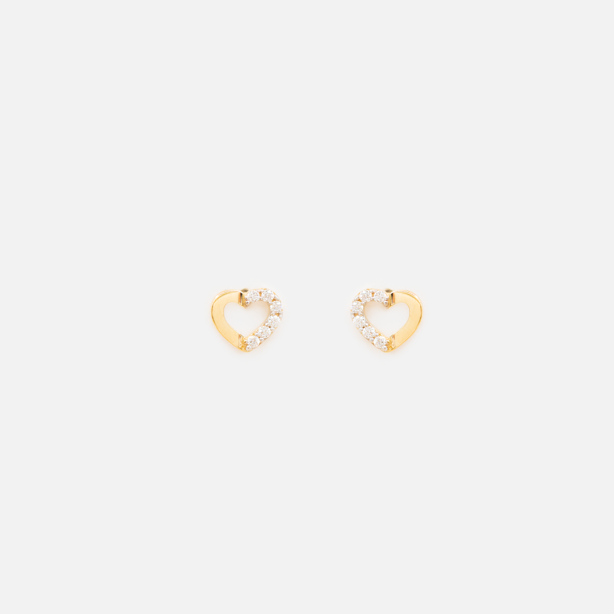 Boucles d'oreilles fixes coeur en or 10 carats avec zircons