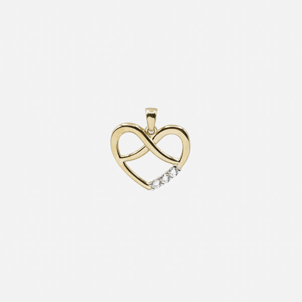 Load image into Gallery viewer, Gold Heart Charm and Trio of Cubic Zirconia in 10k Gold
