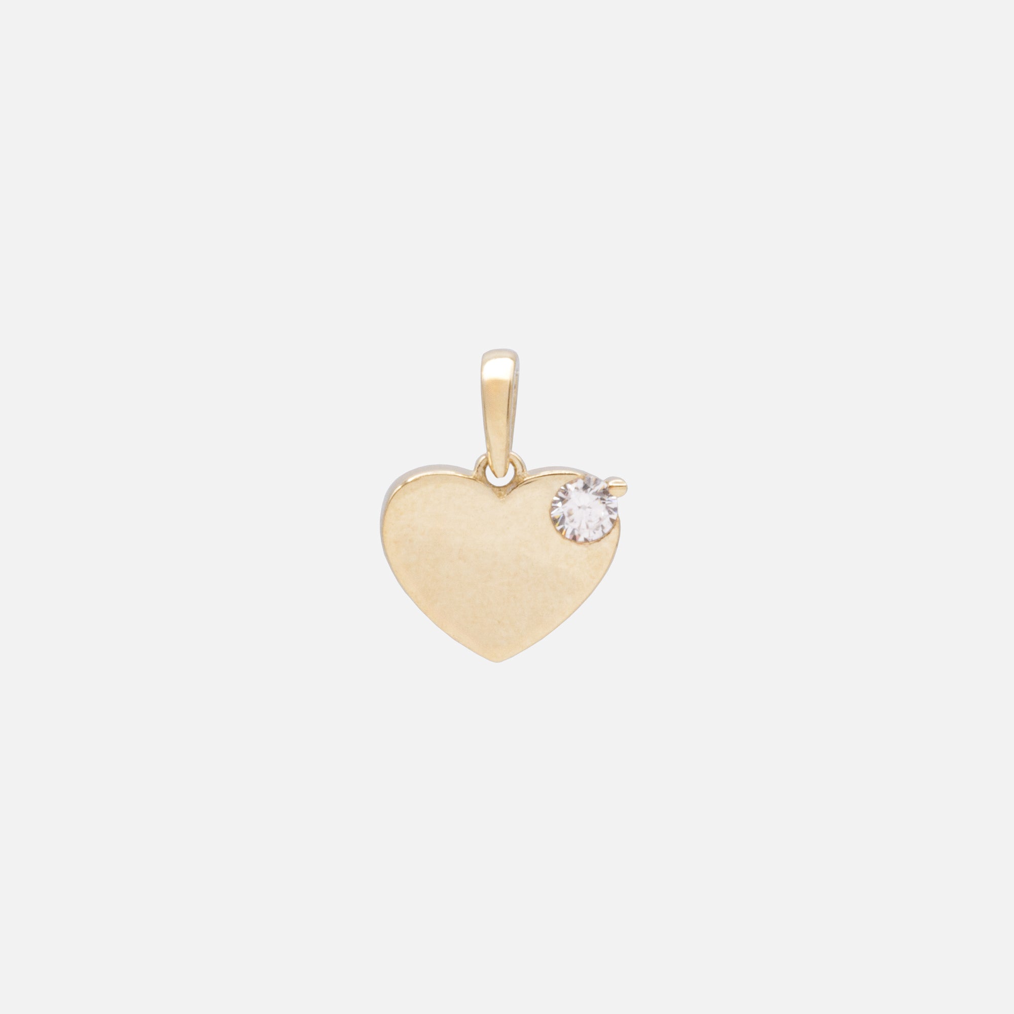 Full Heart Charm with Cubic Zirconia in 10k Gold