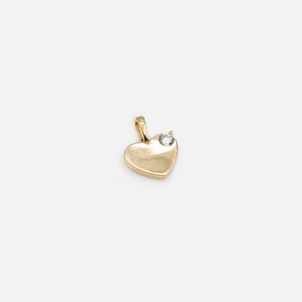 Load image into Gallery viewer, Full Heart Charm with Cubic Zirconia in 10k Gold
