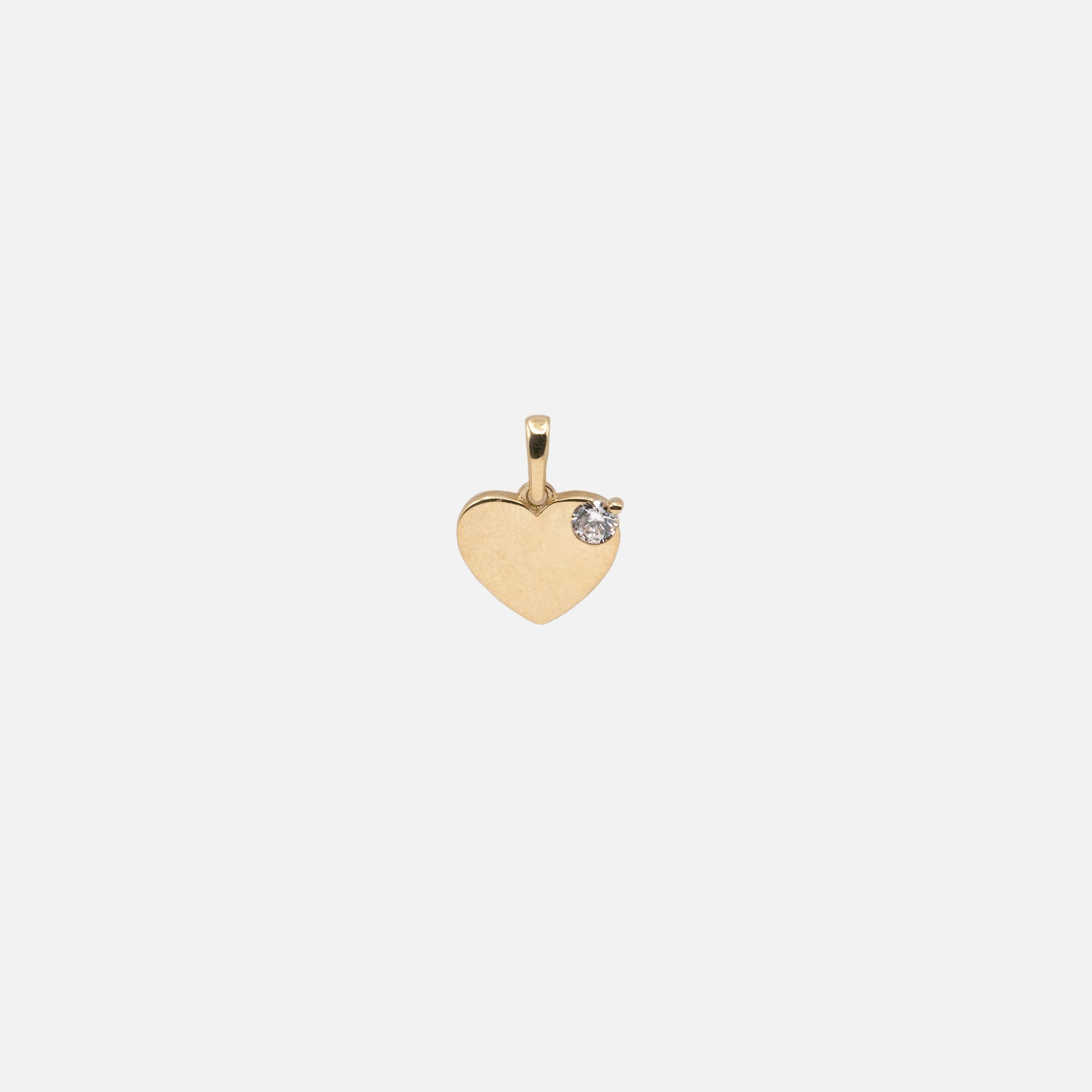 Full Heart Charm with Cubic Zirconia in 10k Gold