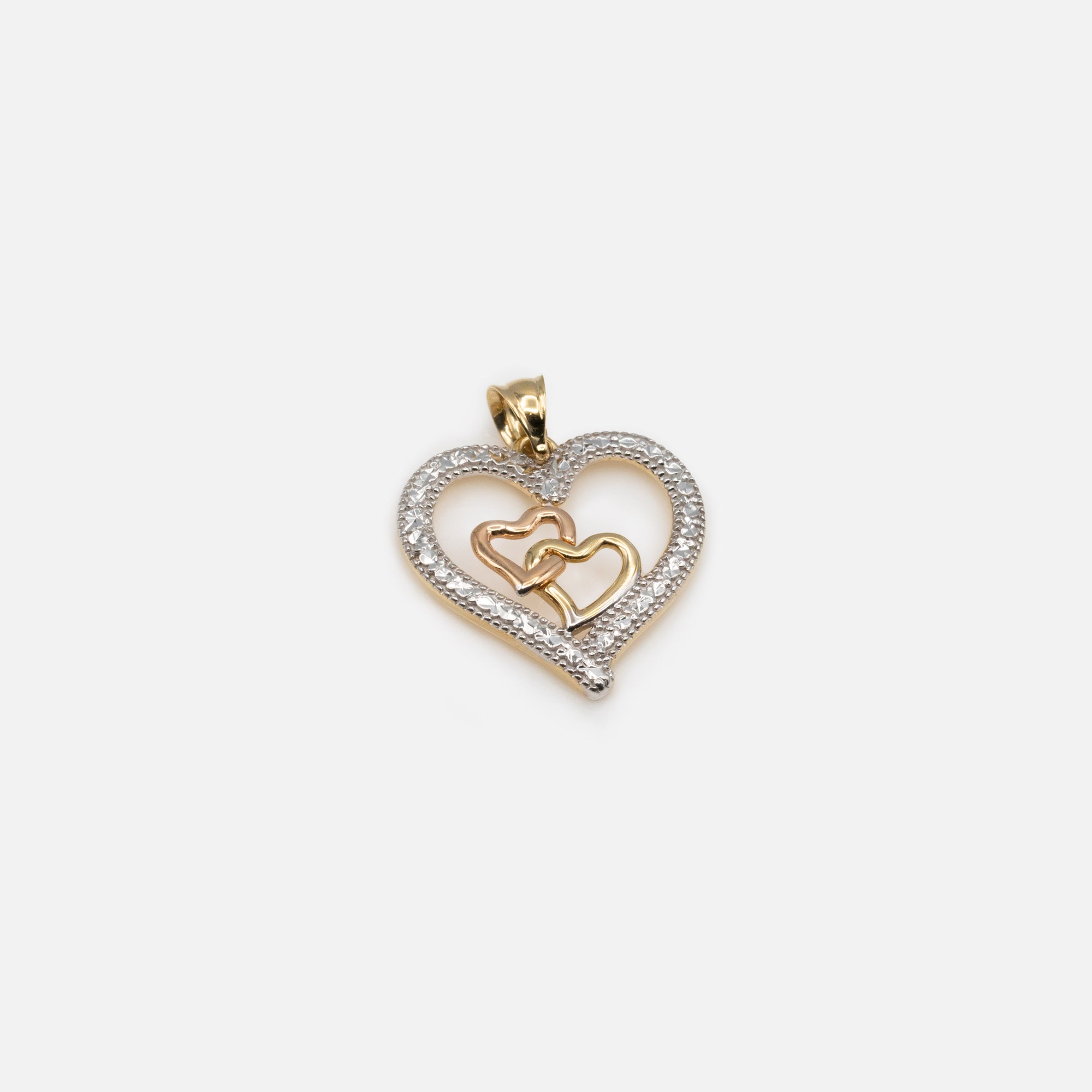 Inseparable Hearts Charm with Cubic Zirconia in 10k Gold